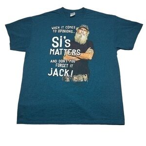 Duck Dynasty Mens T-Shirt Teal Blue Graphic Gildan Heavy Cotton Size X-Large
